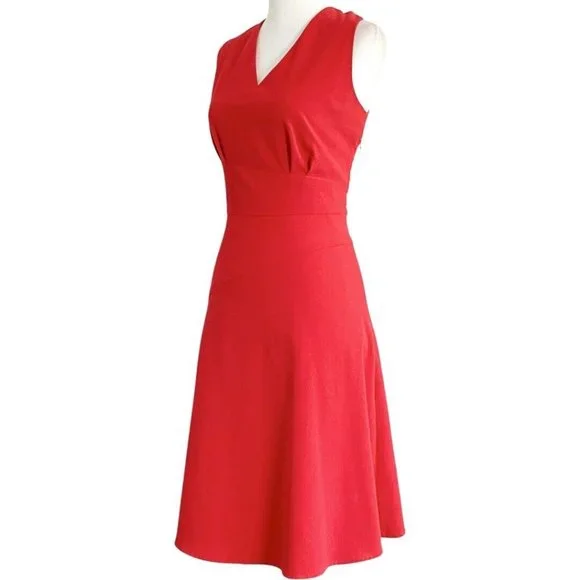 Calvin Klein Sleeveless V-Neck Amaranth Red Fit & Flare Woven Dress Size 10 - Picture 1 of 7